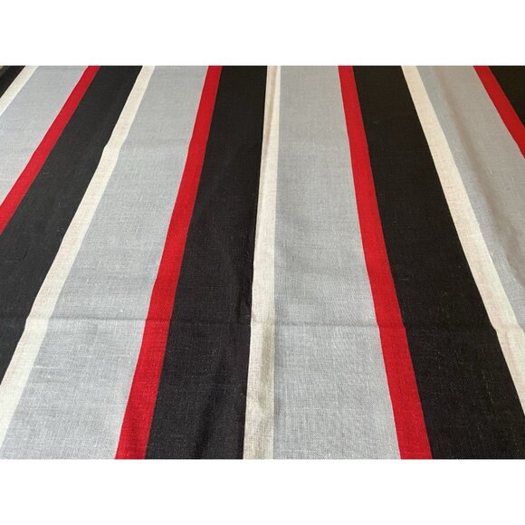 The Rosewood Print Linen Blend Fabric Black, Red and Grey Striped 4 Yards x 58" - Picture 4 of 8